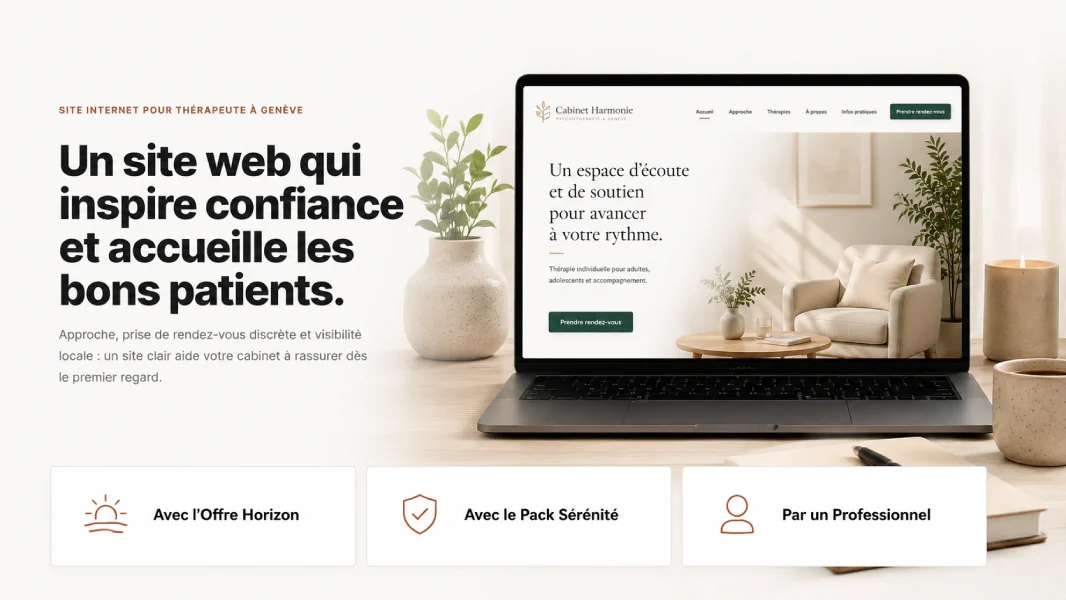 Site internet pour thérapeute à Genève par Kalvin M. Baitan