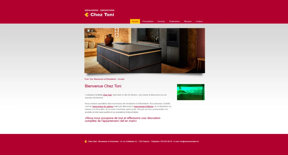 Site avant refonte — Toni Menuiserie Ébénisterie